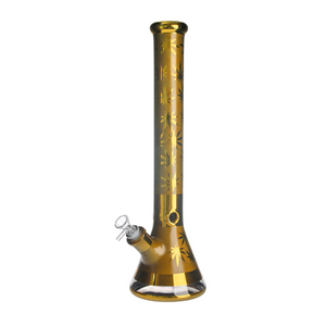 18" Holographic Rainbow Beaker Bong - Gold & Silver
